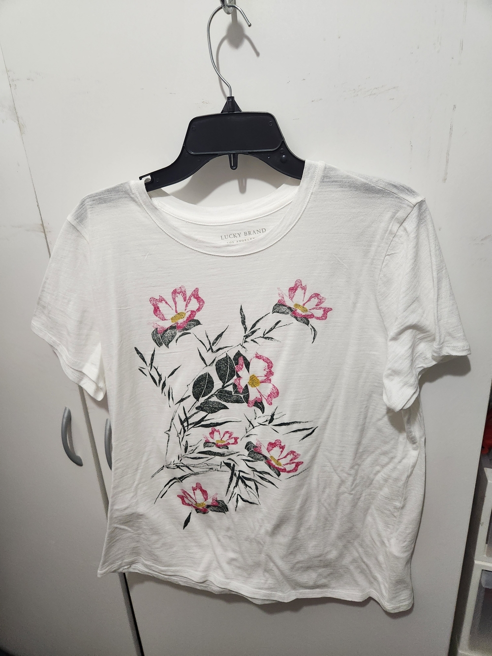 Lucky Brand White Floral Short-Sleeve Tee